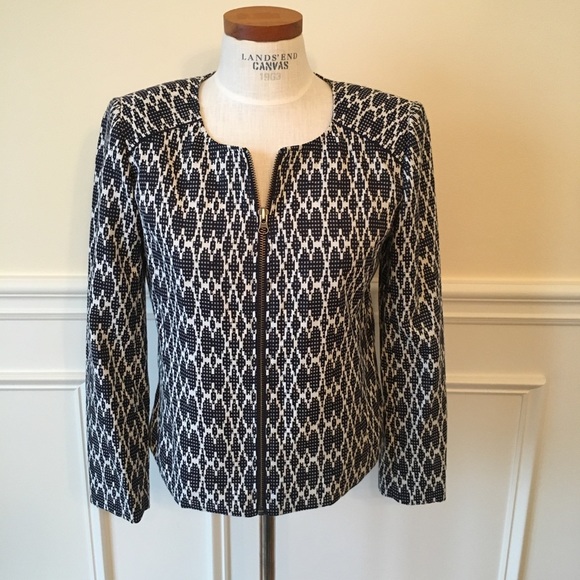 J Crew blue geometric print jacket small - Picture 5 of 7